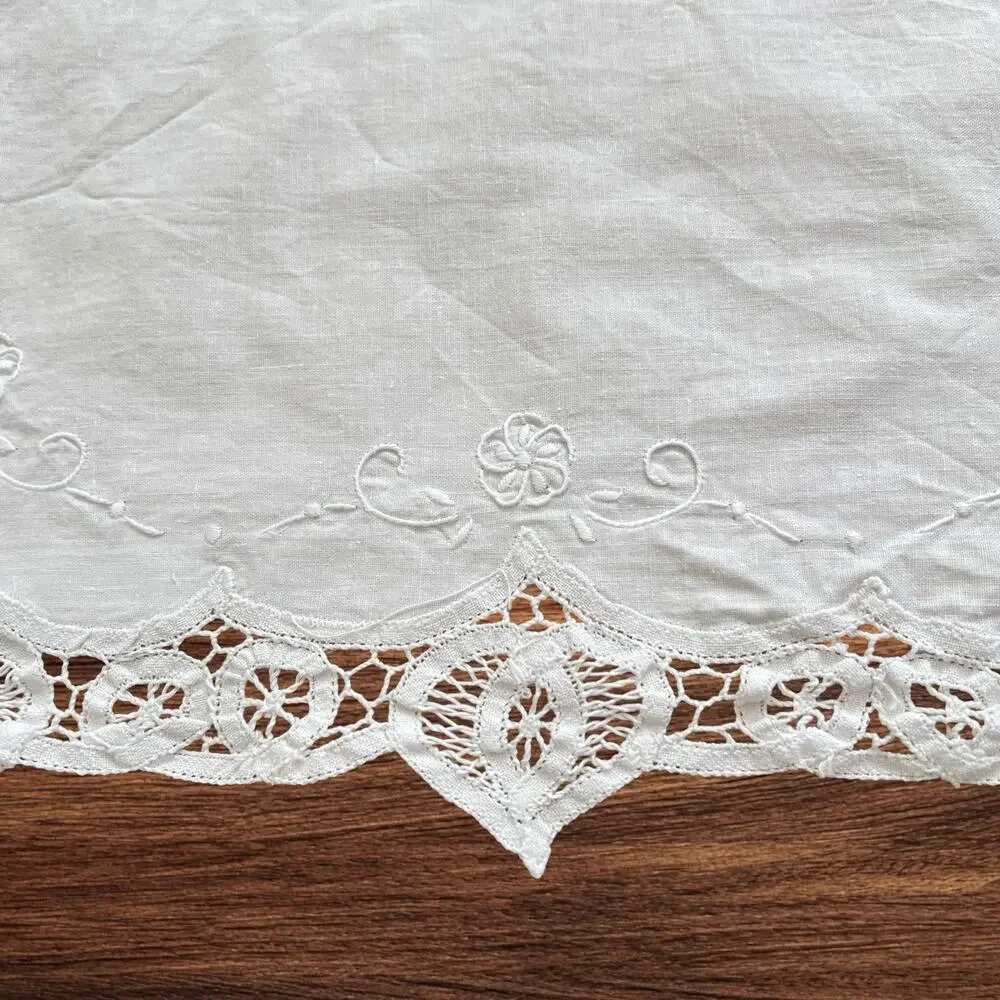 Battenburg Lace Placemats Set 4 White Rectangular Embroidered 18x13 Cottagecore